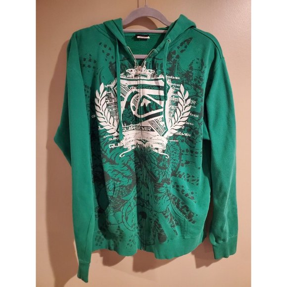 Quiksilver Other - Men's Green Quicksilver Full Zip Hoodie, Size L, RN 114199, CA 52199